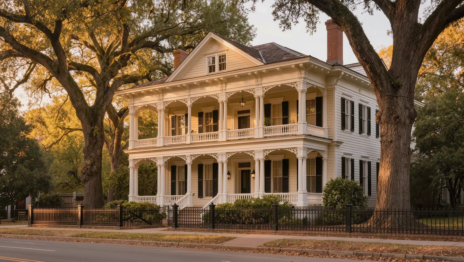 Restored Victorian home behind an iron fence in a historic San Antonio district